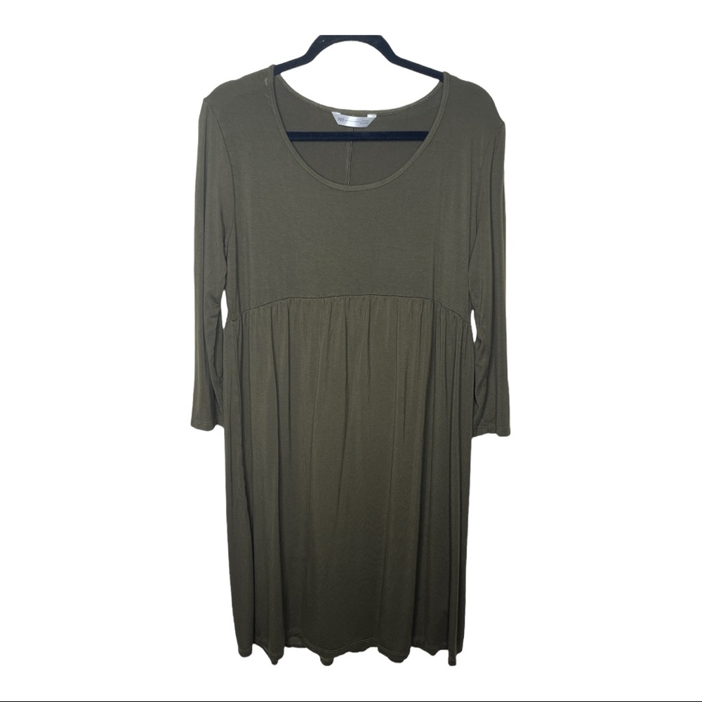 365 Everyday Everywhere Dress Plus Size 1X Army Green Jersey Stretch Comfort